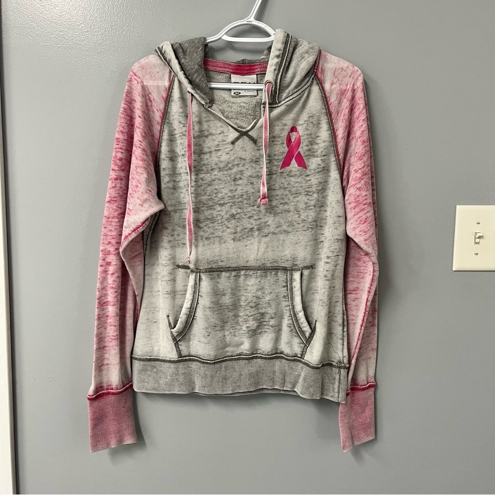 breast‎ cancer awareness hoodie light weight gray pink zen  size m